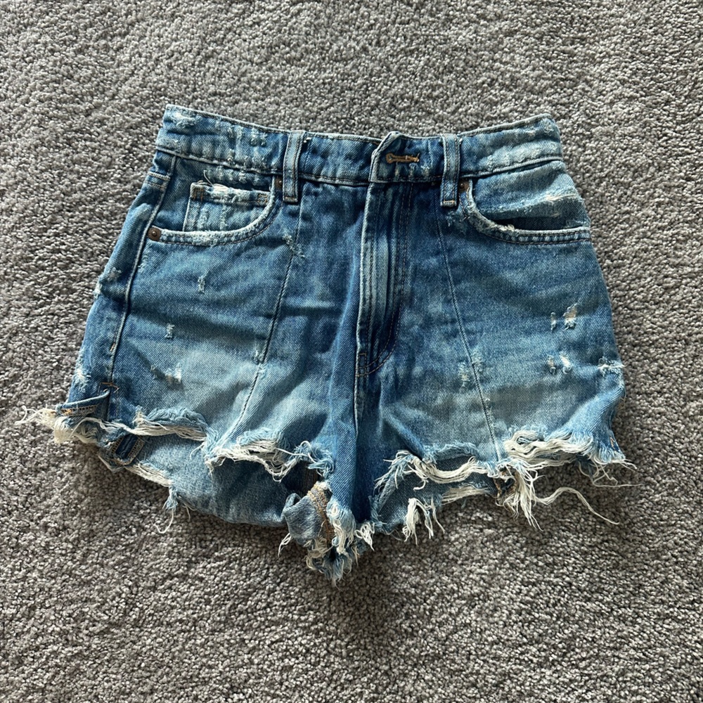 Zara Distressed Blue Jean Shorts